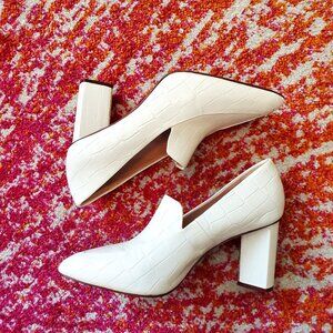 Chunky Heel White Loafer Size 8.5